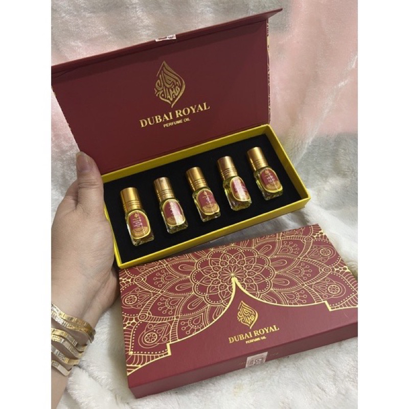 SET 5 CHAI Hàng bên mình chất bao thơm nha .DuBai perfume oiliHOA VĂN DẬP NỔI