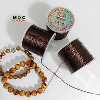 Dây xâu vòng chun co giãn màu nâu 1 cuộn kèm kim gập xâu vòng trầm vòng hạt đá vòng handmade Mộc mixue