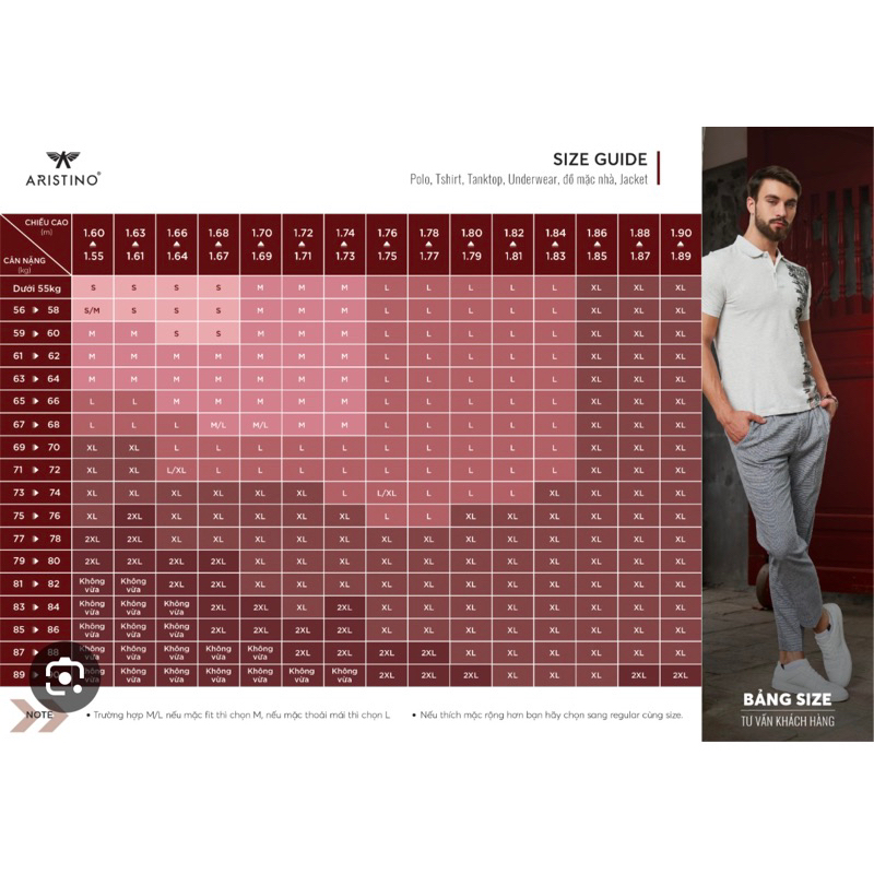 ÁO POLO, ÁO THUN NAM LẺ SIZE ARISTINO