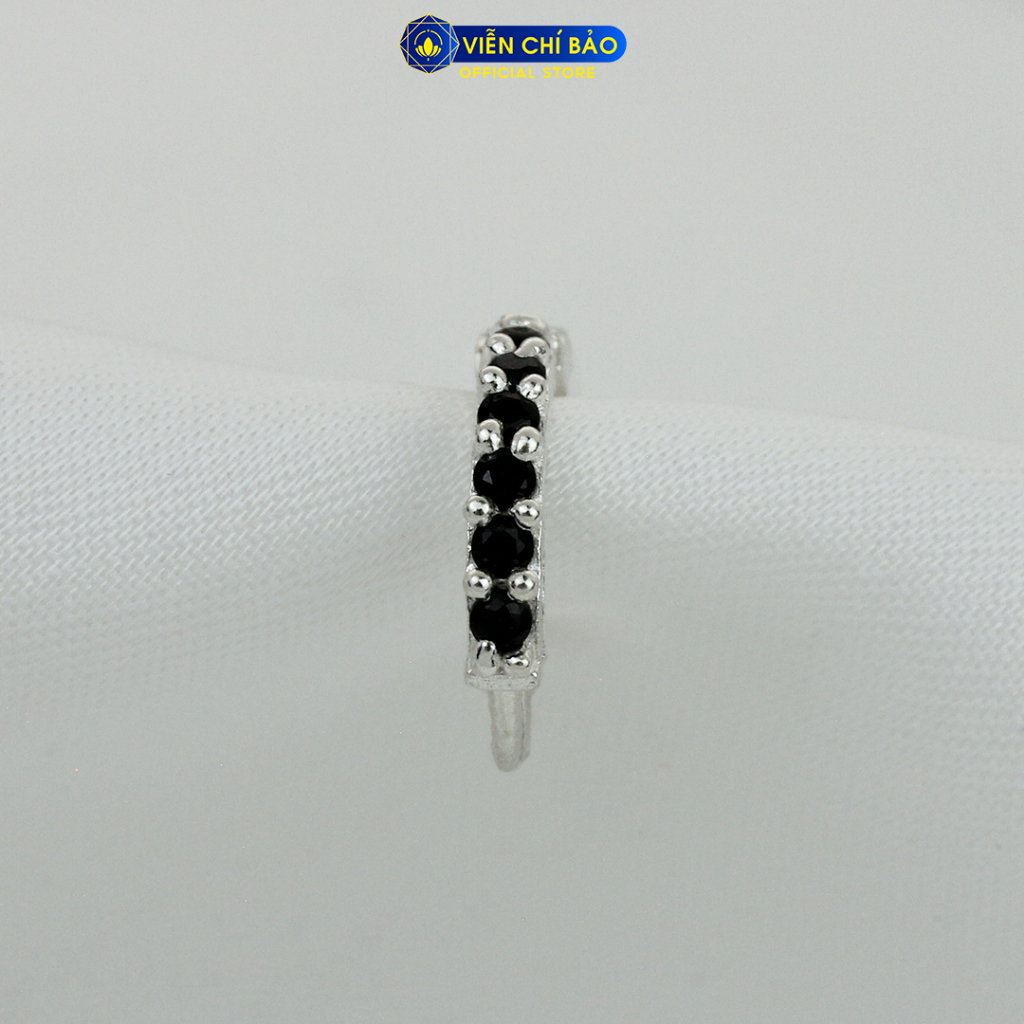 Bông tai bạc nữ Round đen 1 chiếc chất liệu bạc 925 thời trang phụ kiện trang sức Viễn Chí Bảo B400425-D