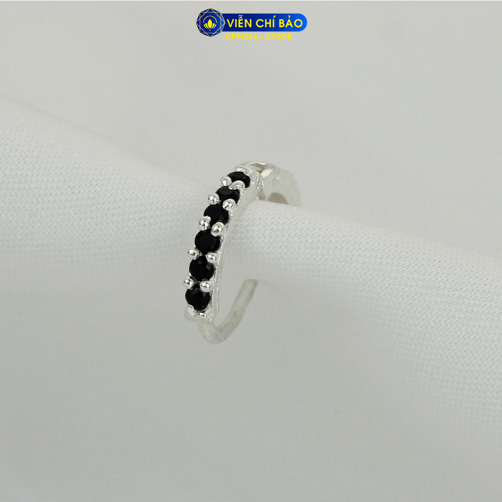 Bông tai bạc nữ Round đen 1 chiếc chất liệu bạc 925 thời trang phụ kiện trang sức Viễn Chí Bảo B400425-D