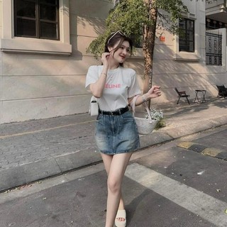 SET PULL TRẮNG CHỮ HỒNG CHÂN VÁY JEAN