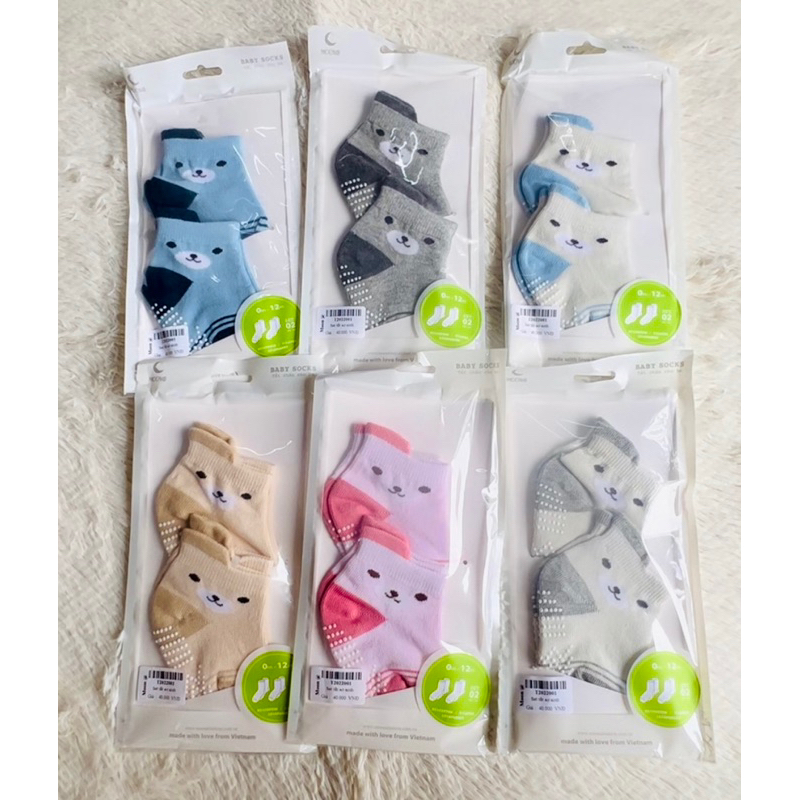 Set 2 Đôi Tất Chống Trơn/Trượt Moon Cho Bé 0-3Đ