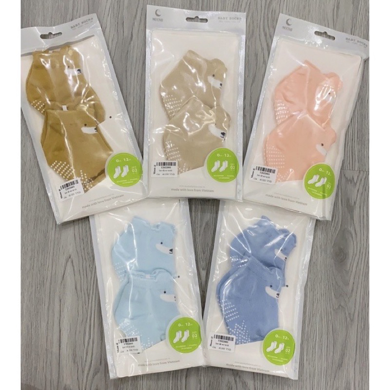 Set 2 Đôi Tất Chống Trơn/Trượt Moon Cho Bé 0-3Đ