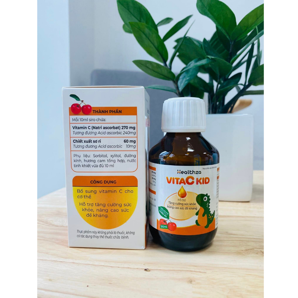 Siro Healthza VitaC Kid - Giúp bổ sung Vitamin C, tăng sức đề kháng - Siro tăng sức đề kháng cho bé - Lọ 90ml