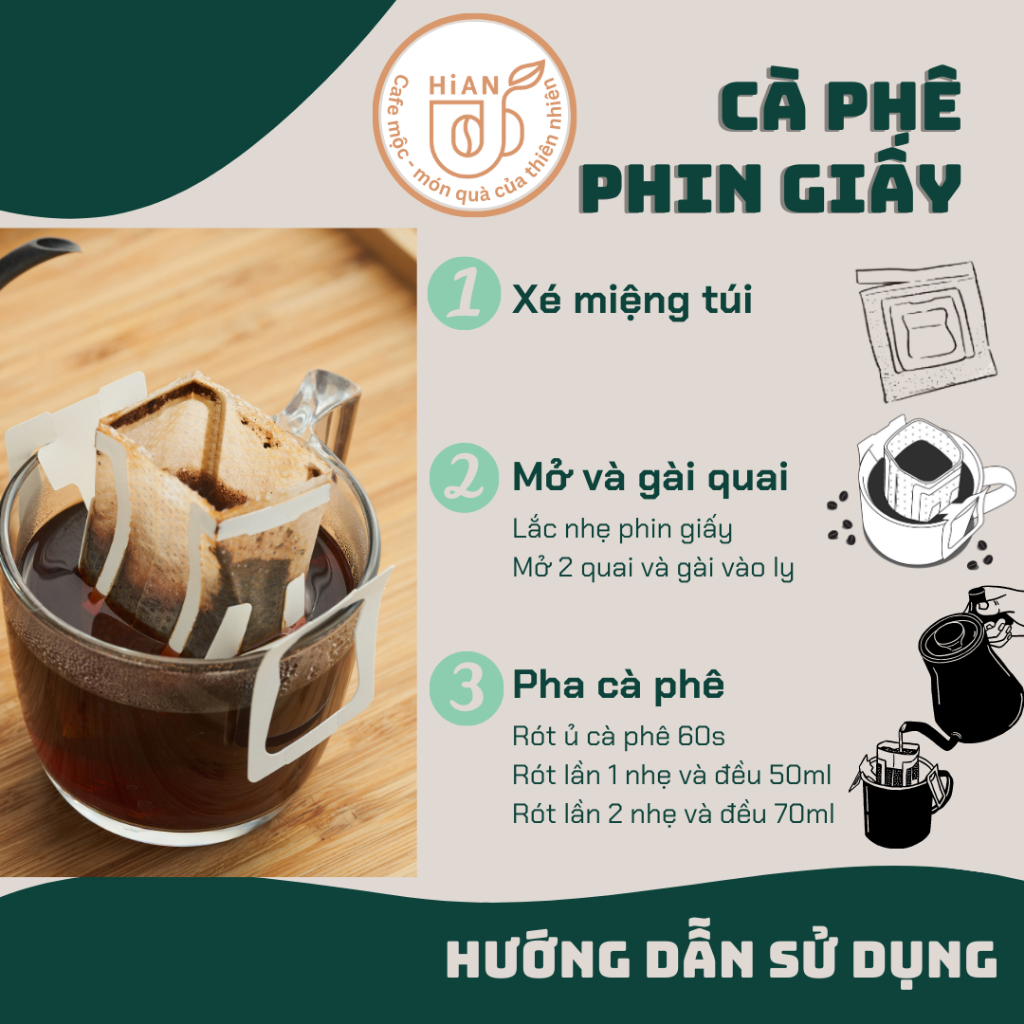 Combo 5 phin giấy cà phê 5 vị tiện lợi du lịch, cà phê phin Việt Nam, cà phê dừa