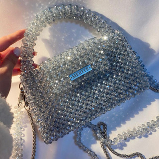  Túi hạt pha lê bling bling xách tay đi tiệc siêu sang cho nữ đựng vừa iphone 14 promax màu xanh trời độc lạ 