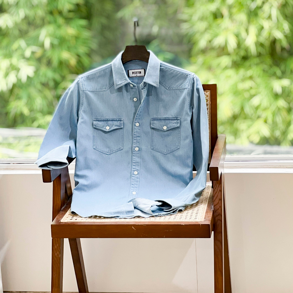 Áo Sơ Mi Nam Cao Cấp Trơn Denim Mix Shirt BY COTTON