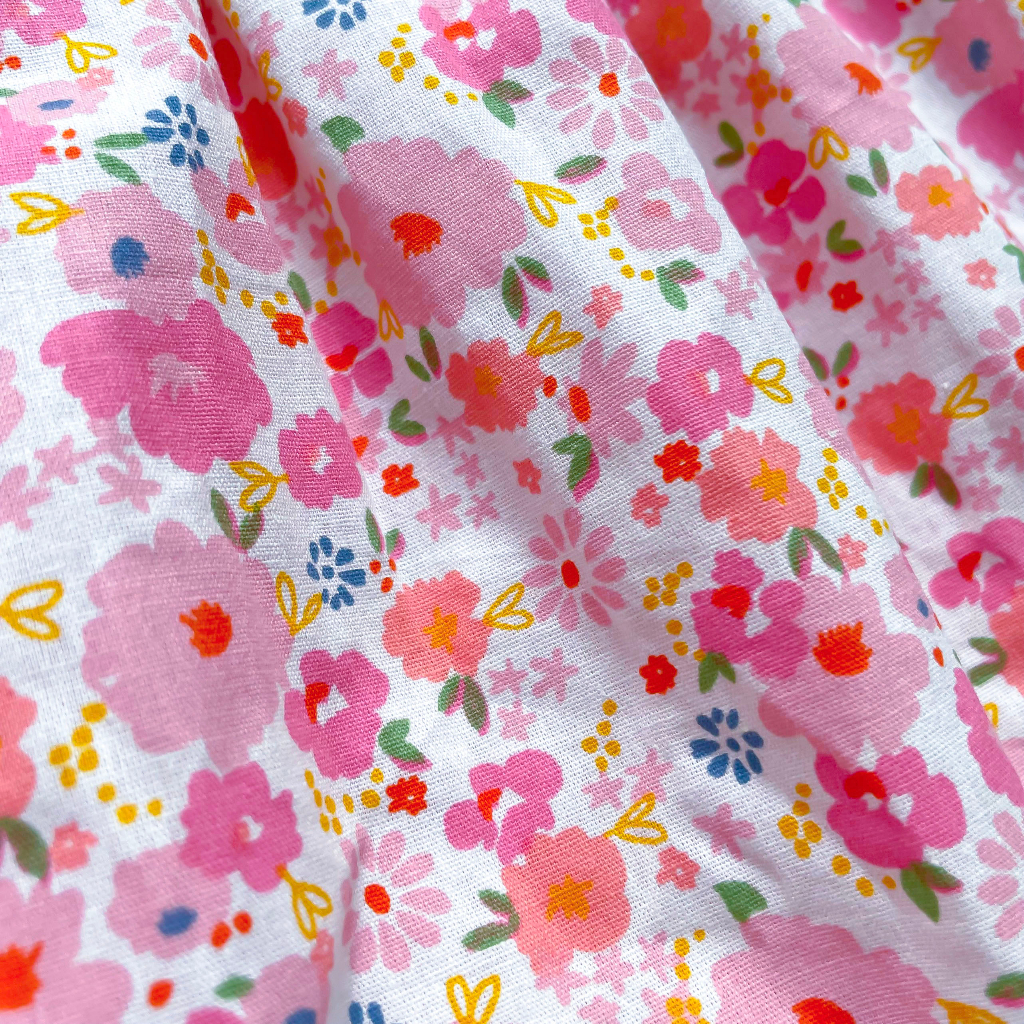 Váy Hoa Bé Gái Váy Bé Gái Thiết Kế Dáng Đầm Cánh Tiên Vải Thô Cotton Họa Tiết Hoa Hồng