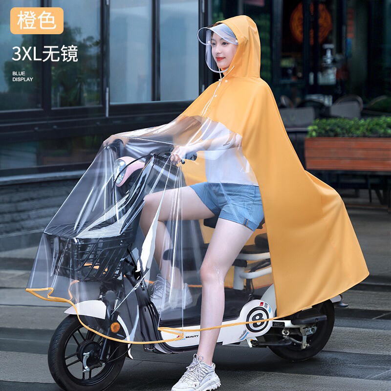 Áo mưa nửa trước trong suốt cho Mẹ và Bé, che phủ toàn thân, kèm kính chắn mưa.