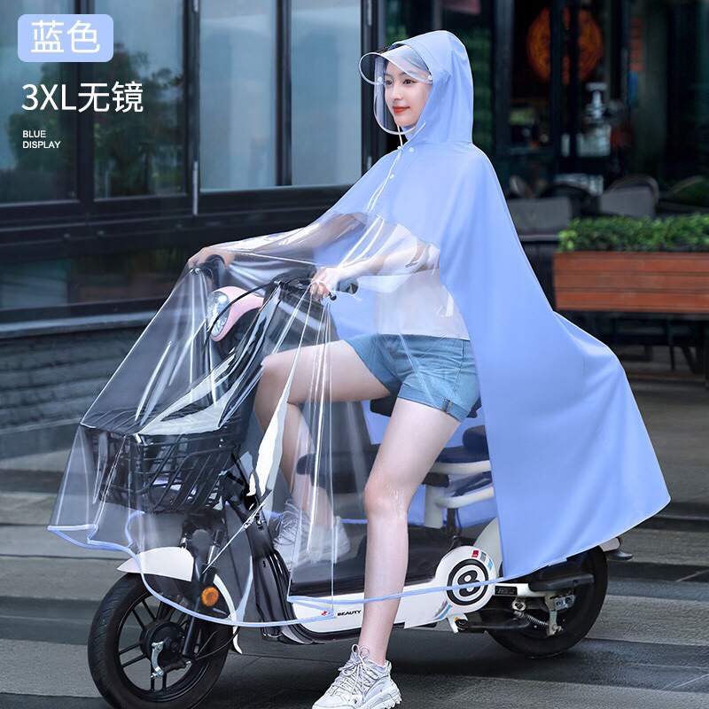 Áo mưa nửa trước trong suốt cho Mẹ và Bé, che phủ toàn thân, kèm kính chắn mưa.