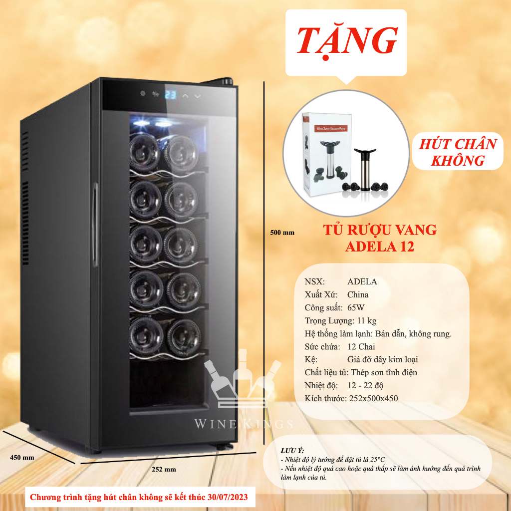 Tủ rượu vang, Tủ bảo quản rượu vang Adela 12