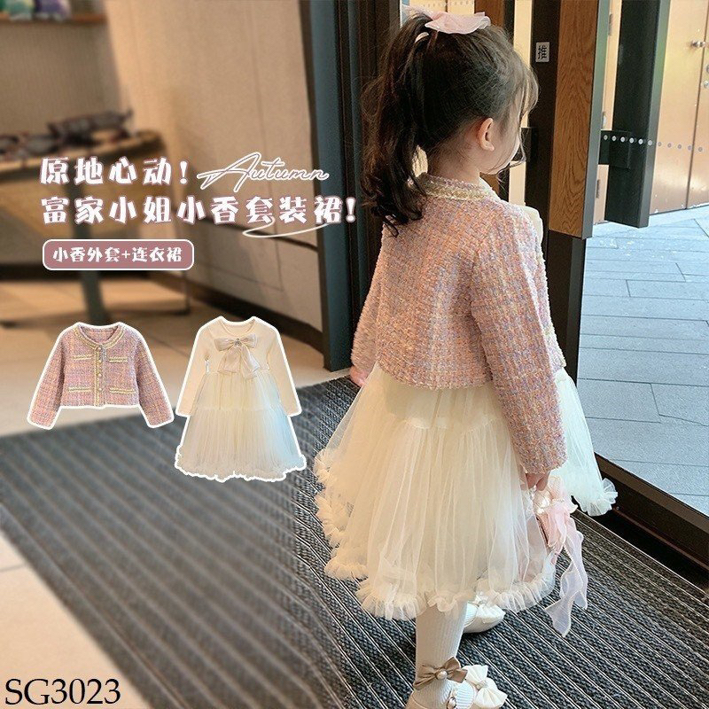 -set váy công chúa + áo khoác dạ kèm nơ.