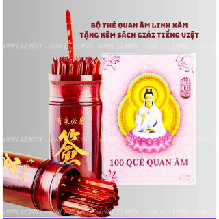 {TẶng kèm giải xăm tiếng việt} Bộ xin xăm, thẻ quan âm in số Việt to đẹp