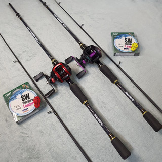 [HOT] Combo Bộ Cần Lure Máy Ngang Shimano Ceres Máy Titan Ánh Tím hoặc máy đỏ đen tặng kèm dây và mồi tải tĩnh 5kg