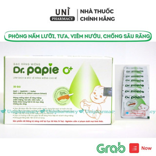 Dr papie - gạc rơ lưỡi cho bé dr papie - gạc lau răng, rơ miệng cho bé - hộp 30 gói
