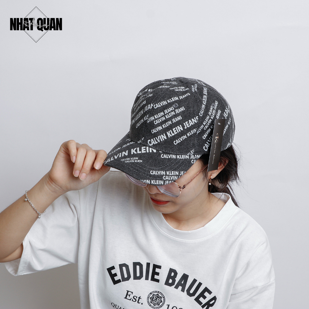 Mũ lưỡi trai CK jeans wash xám tối chữ in xịn xò - Nhật Quân Asia nhatquanasia
