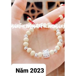 Vòng dâu tằm mix con giáp bạc cho bé