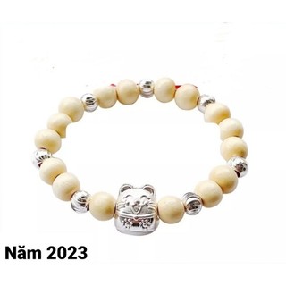 Vòng dâu tằm mix con giáp bạc cho bé