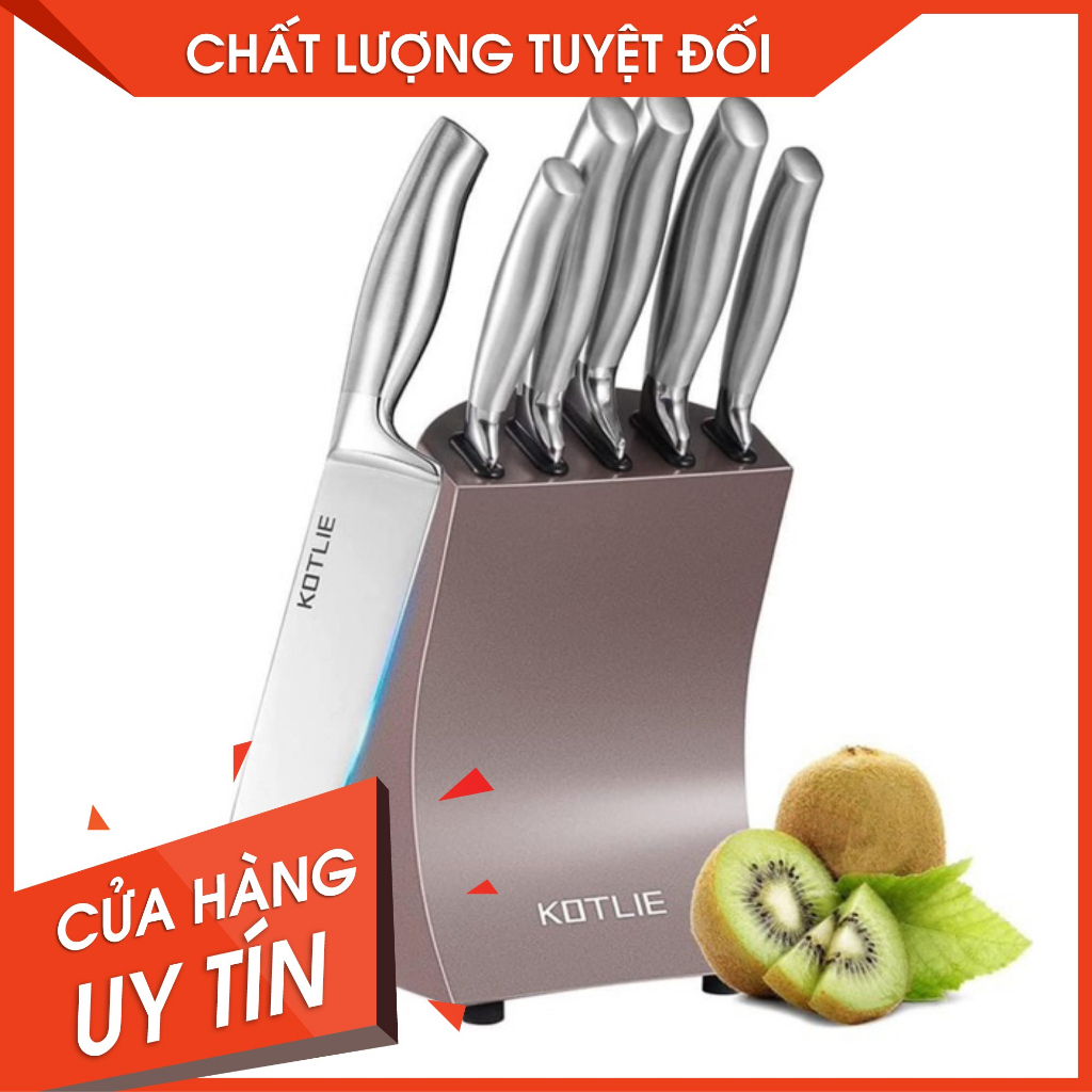 Bộ Dao Nhà Bếp Cao Cấp KOTLIE - Bộ 6 Món Thép Nguyên Khối Carbon Cao Cấp Không Gỉ - Kèm Khay Đựng