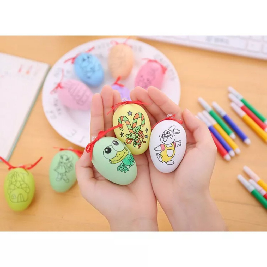 Trứng tô màu 2 mặt cho bé siêu ngộ nghĩnh kèm bút