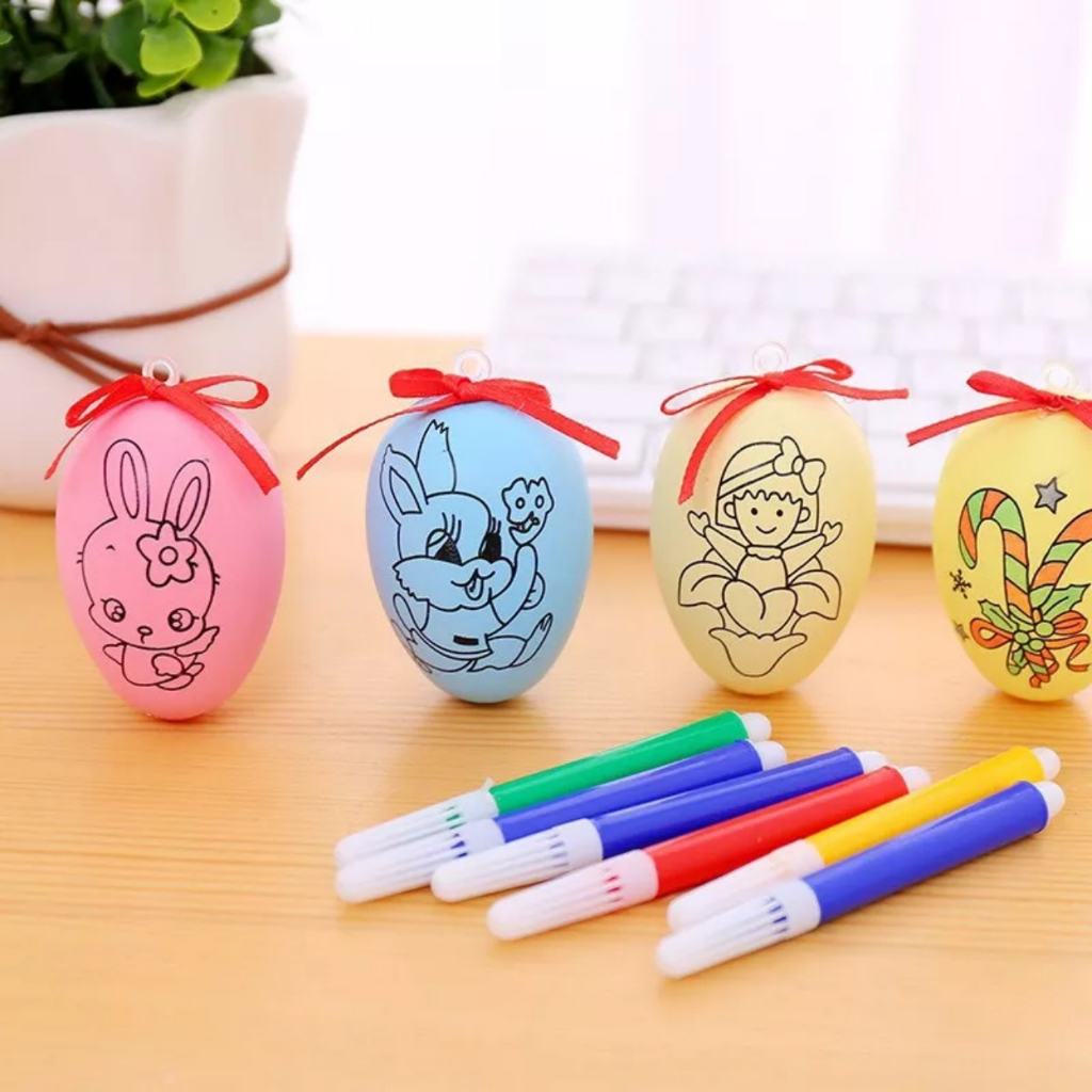 Trứng tô màu 2 mặt cho bé siêu ngộ nghĩnh kèm bút