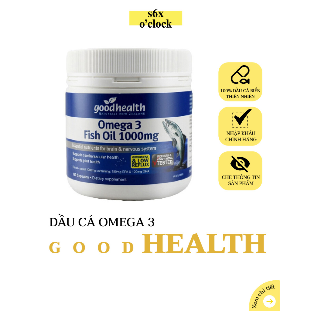 Dầu cá giúp phát triển não bộ, hỗ trợ tim mạch, đau khớp, tăng cường thị lực Goodhealth (30 viên/hộp) | S6X OClock