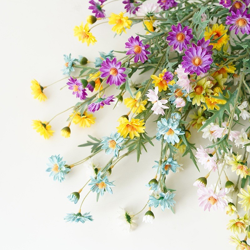 Hoa giả trang trí hoa giả decor cúc họa mi nhiều màu sắc cao 70cm