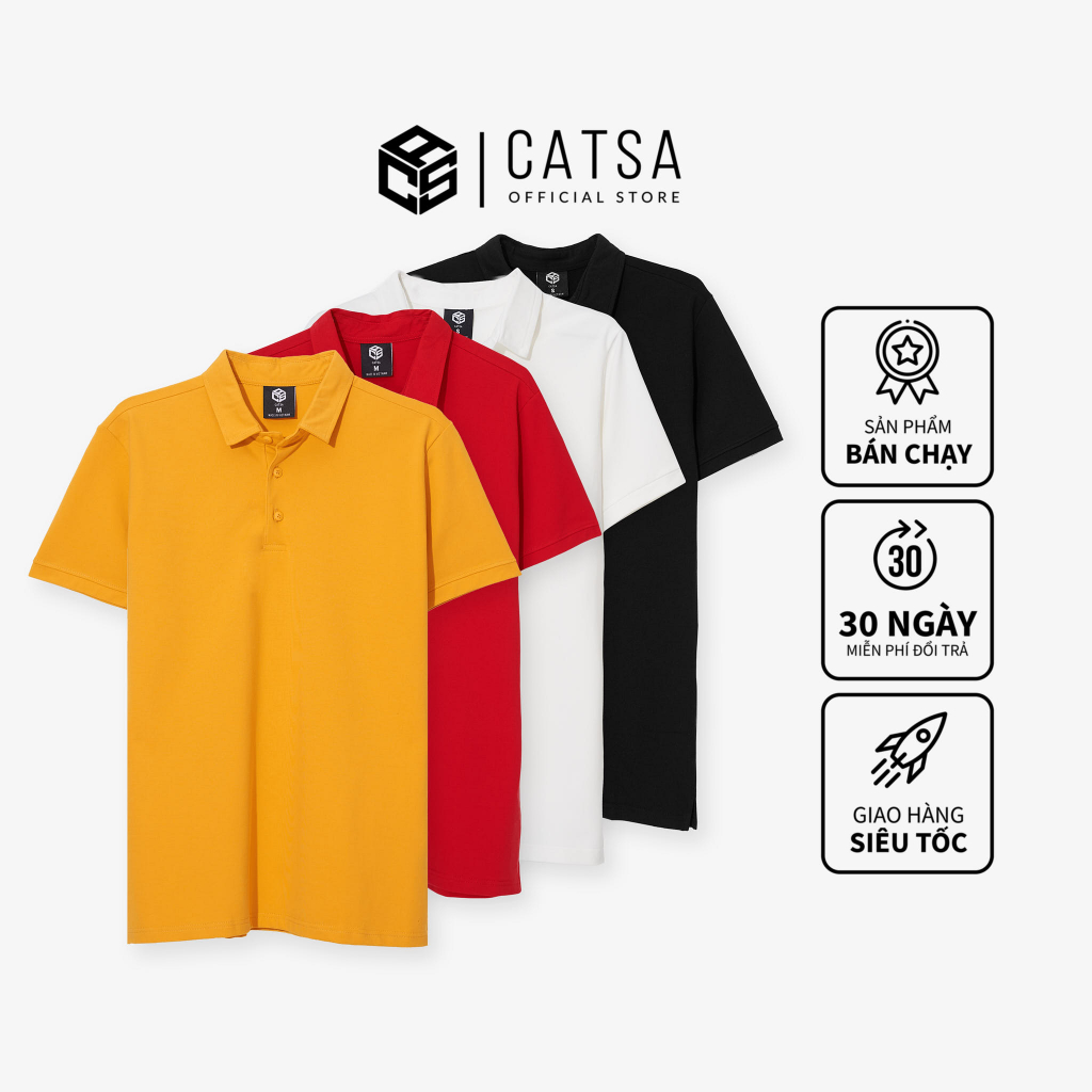 Áo thun polo nhiều màu CATSA 100% cotton thoáng mát, thấm hút mồ hôi ATP205 - 208 - 211 - 215 - 213 - 219