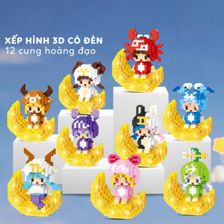 [Tặng LED] Đồ Chơi Mô Hình Lắp Ráp 12 Cung Hoàng Đạo Phát Sáng ZODIAC