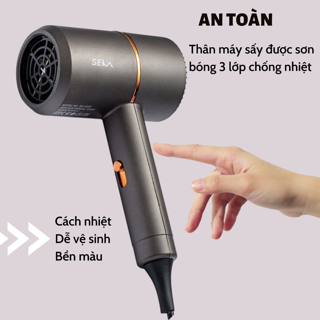 Máy sấy tóc SEKA công xuất lớn 2200W 2 Chiều Nóng Lạnh Gió Mạnh Chuẩn Salon Sấy Chống Khô XƠ