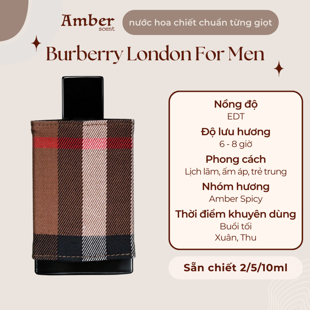 Mẫu thử nước hoa nam Burberry London for Men EDT mùi hương nam tính lịch lãm