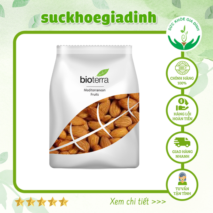 Hạnh Nhân Hữu Cơ Bioterra Sấy Khô Dùng Nấu Sữa Làm Bánh