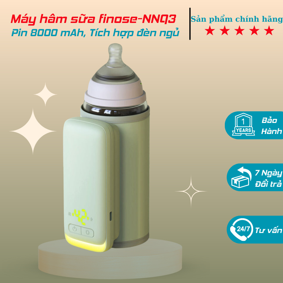 Máy Hâm Sữa Mini Du Lịch Cầm Tay Q3 Nội Địa Trung, Pin 8000 Mah - Ntmq3