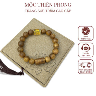 Vòng đeo tay trầm tốc mix charm đá omani hạt trúc - Mộc Thiên Phong