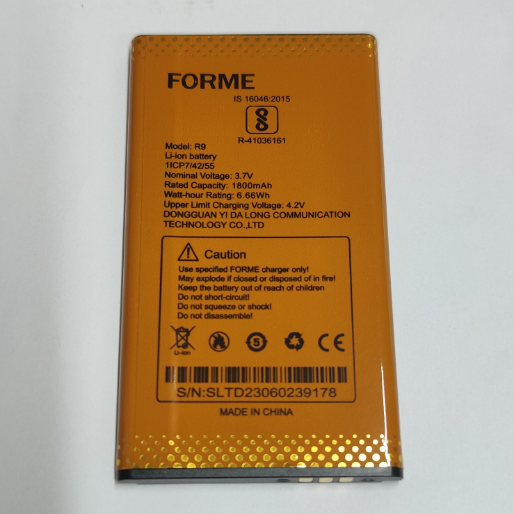 Pin Forme D999, dung lượng pin 1800mAh