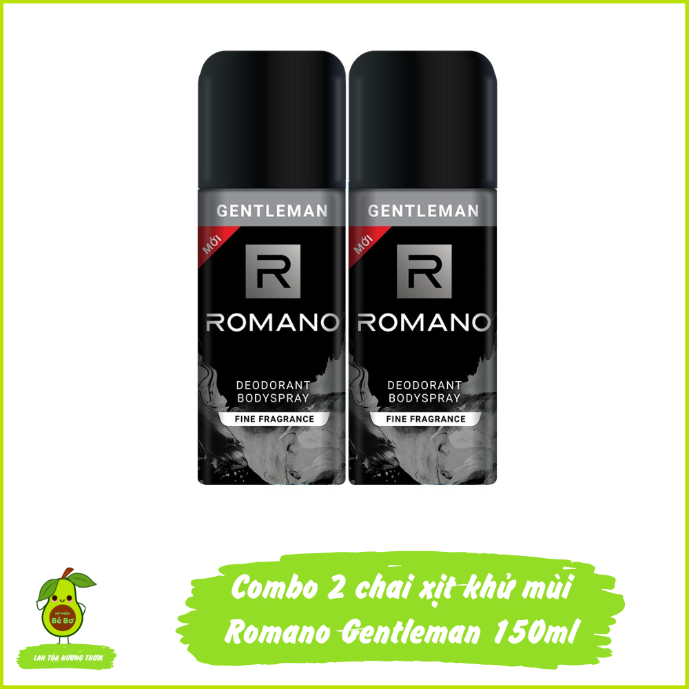 Combo 2 chai xịt khử mùi Romano Gentleman 150ml - Xịt ngăn mùi toàn thân kháng khuẩn ngăn mồ hôi hương nước hoa