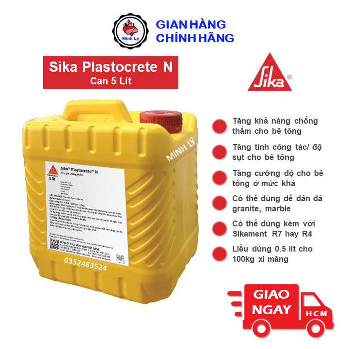 Can 5 lít Phụ Gia Chống Thấm Bê Tông Sika Plastocrete N