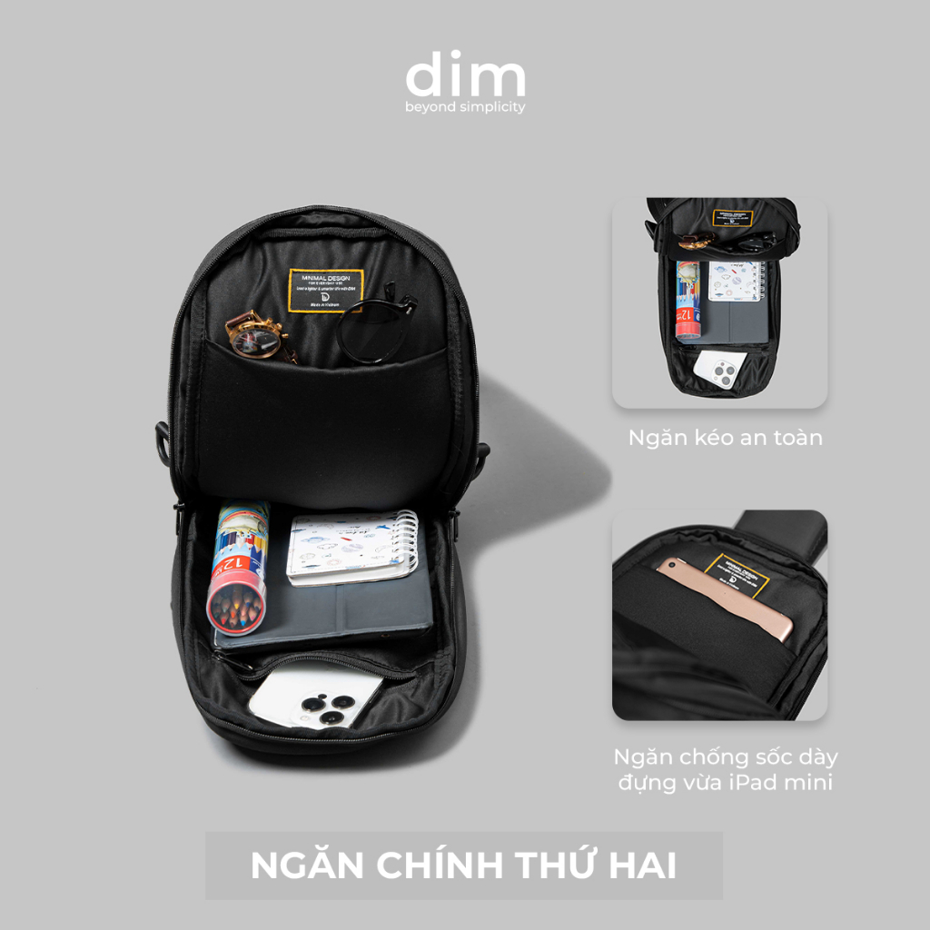 Túi đeo chéo DIM Smart Bag - Chất liệu chống thấm nước