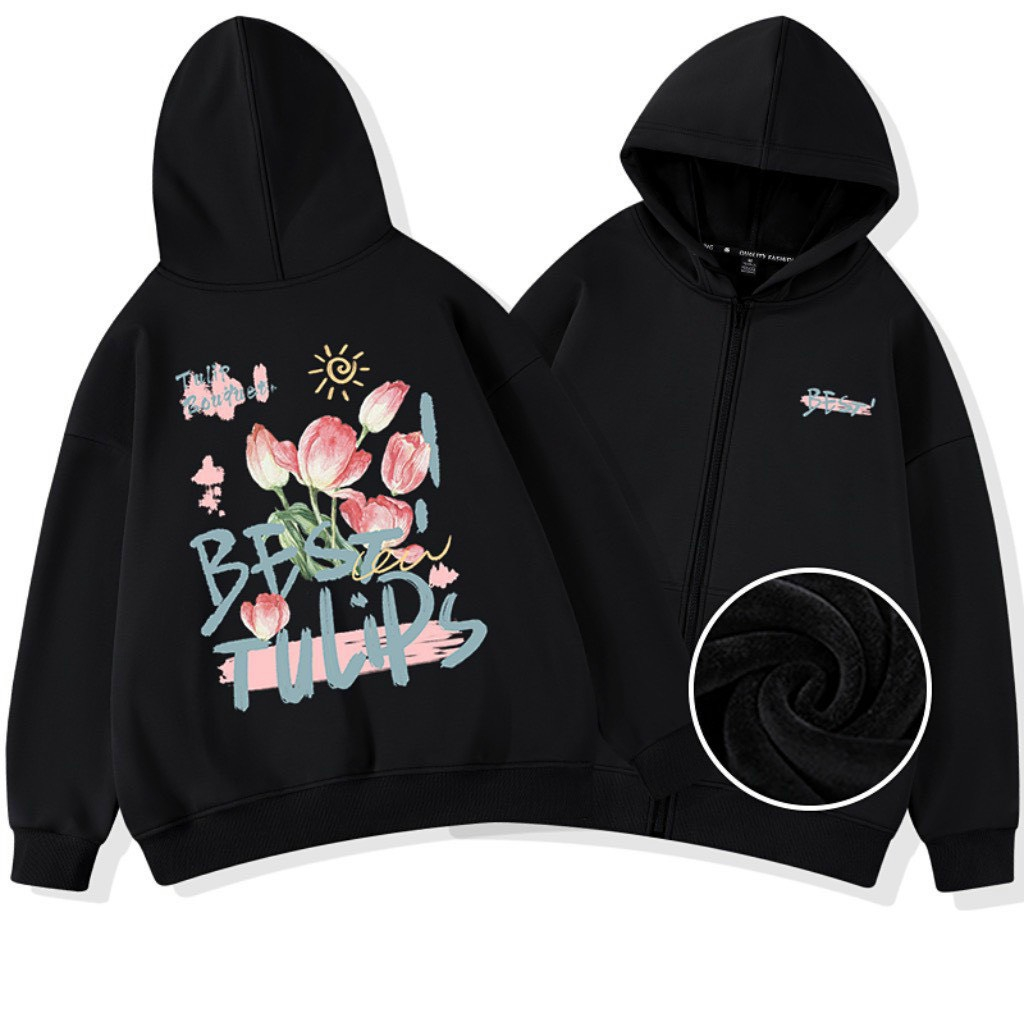 Áo Khoác HOODIE BEST TULIPS Zip Nam Nữ Dày Dặn Chất Nỉ Bông Unisex