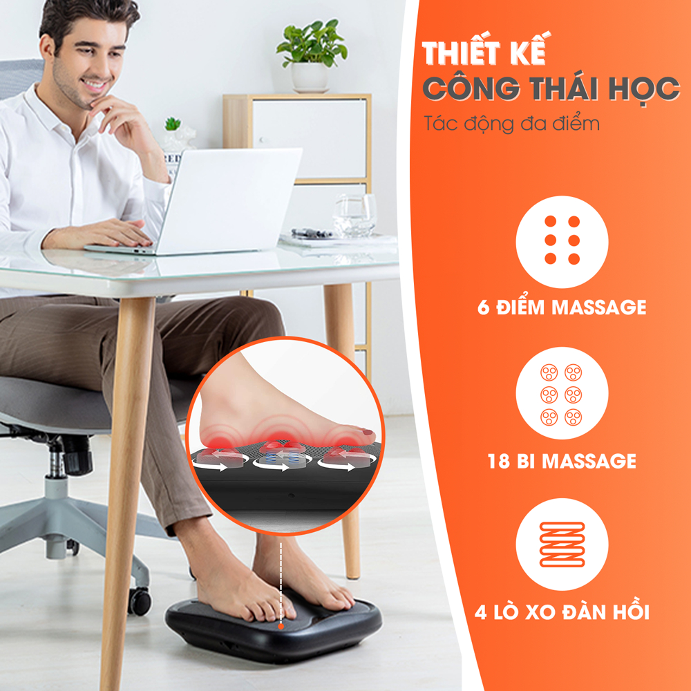 Máy Massage Lưng Chân 2 In 1 AJIDO AJ - FB02 Chính Hãng, Mát Xa Giảm Đau Mỏi 18 Điểm Massage Tích Hợp Hồng Ngoại