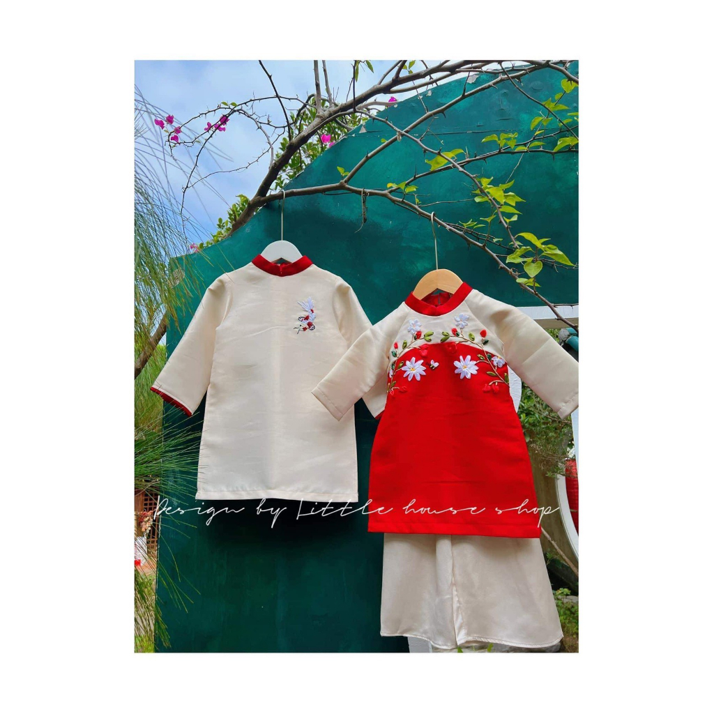 Áo dài bé trai Little house shop ADBT01(size 1-6 tuổi) HÀNG CÓ SẴN -ảnh thật chính chủ