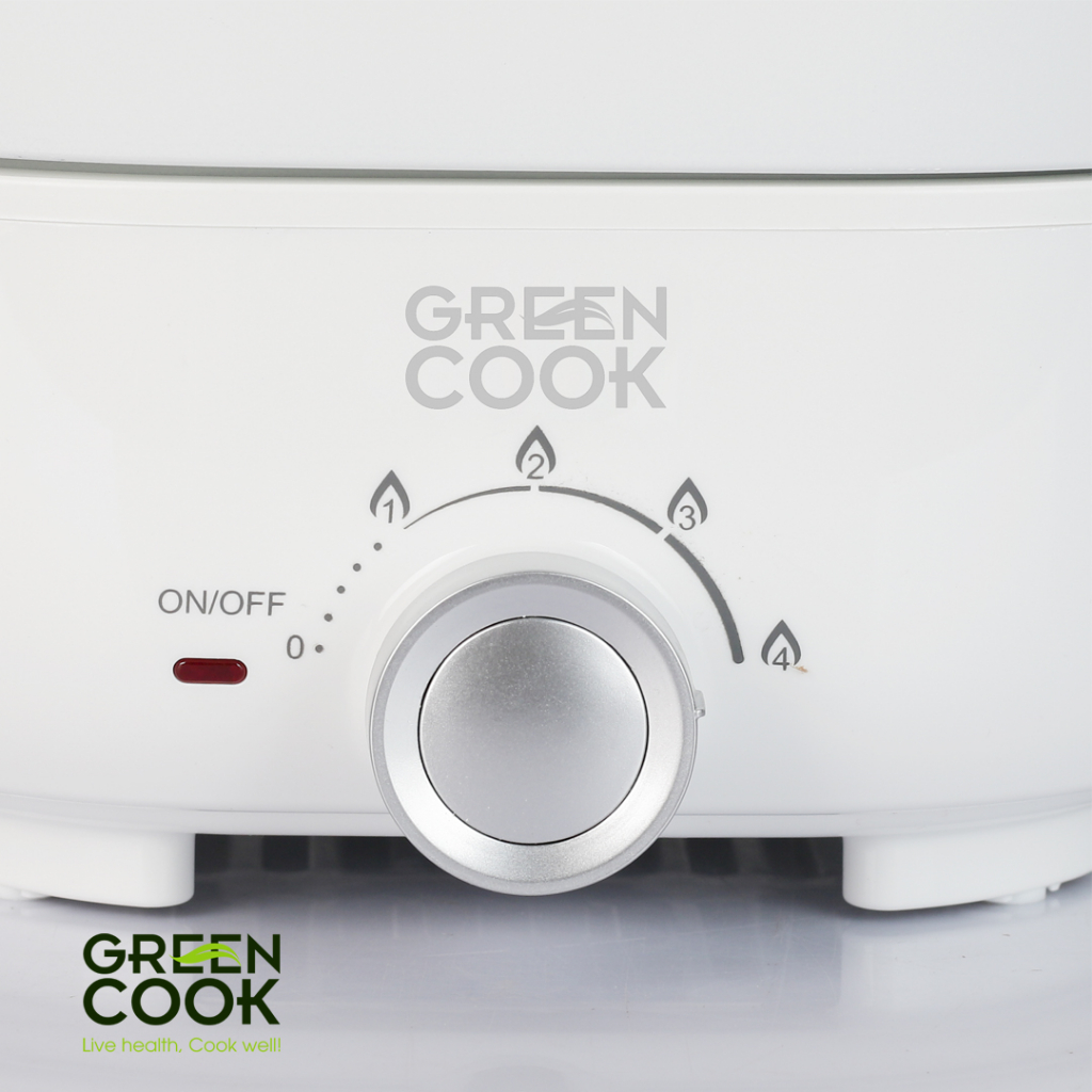 Nồi lẩu, nướng điện đa năng có xửng hấp Green Cook GCEH233-3L - Hàng chính hãng