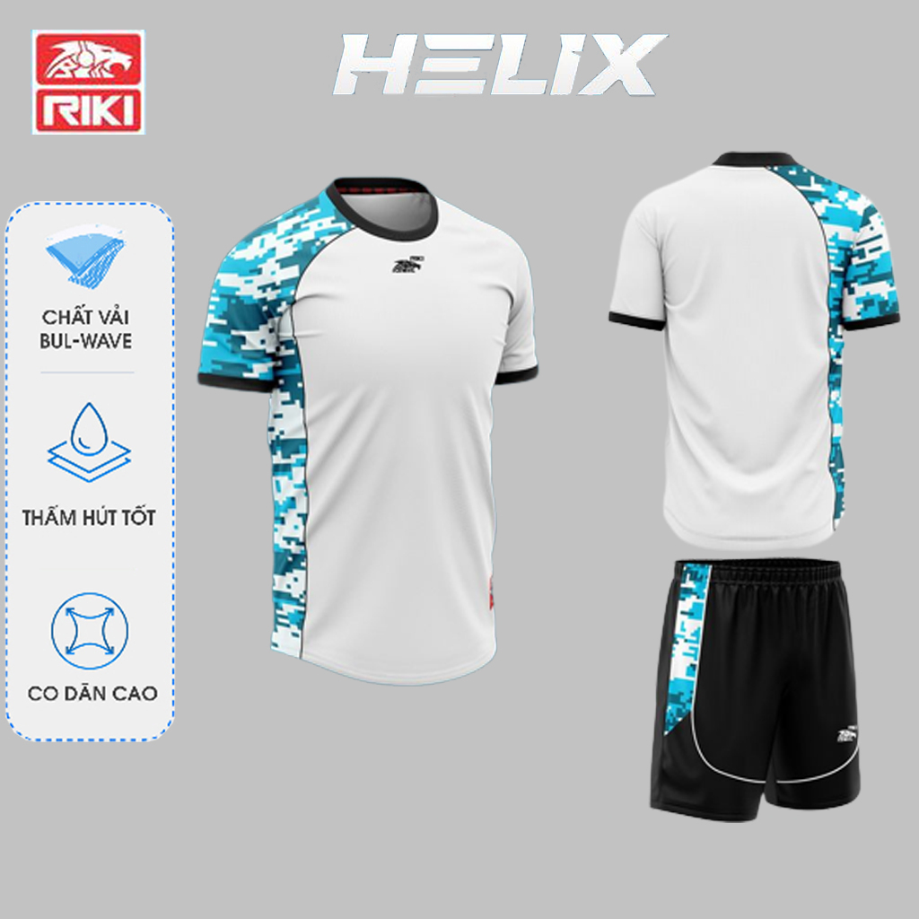 Quần Áo Bóng Đá Riki HELIX Cao Cấp, Bộ Đồ Đá Bóng Chất Vải Co Giản ,Thấm Hút Cao Cấp