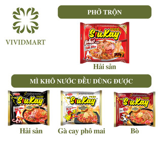 [GÓI LẺ] - ACECOOK - Mì Siukay 4 vị: siêu cay hải sản, Siucay gà cay phô mai, siu kay bò, phở trộn Siukay hải sản