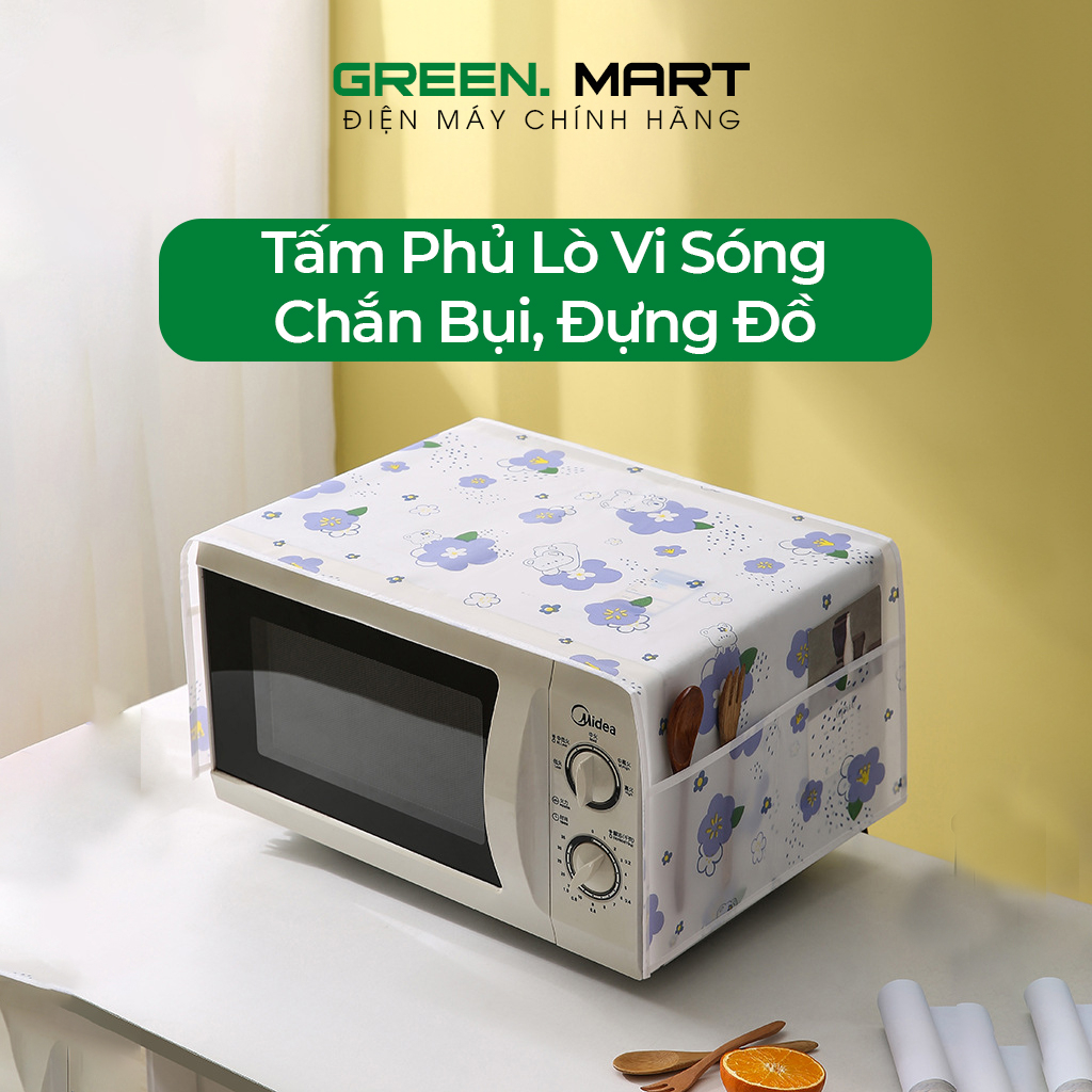 Tấm phủ lò vi sóng chắn bụi bẩn và đựng đồ | Tấm che bụi lò viba có ngăn đựng đồ | Đồ trang trí lò vi sóng