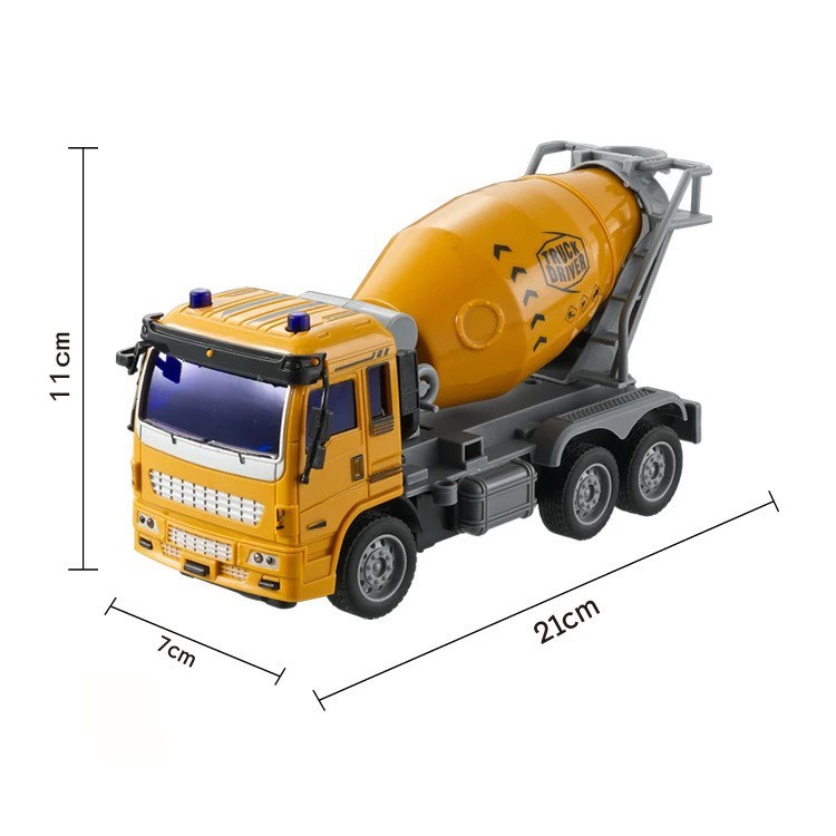 Đồ chơi điều khiển xe trộn bê tông 4 chiều có đèn, xe công trình