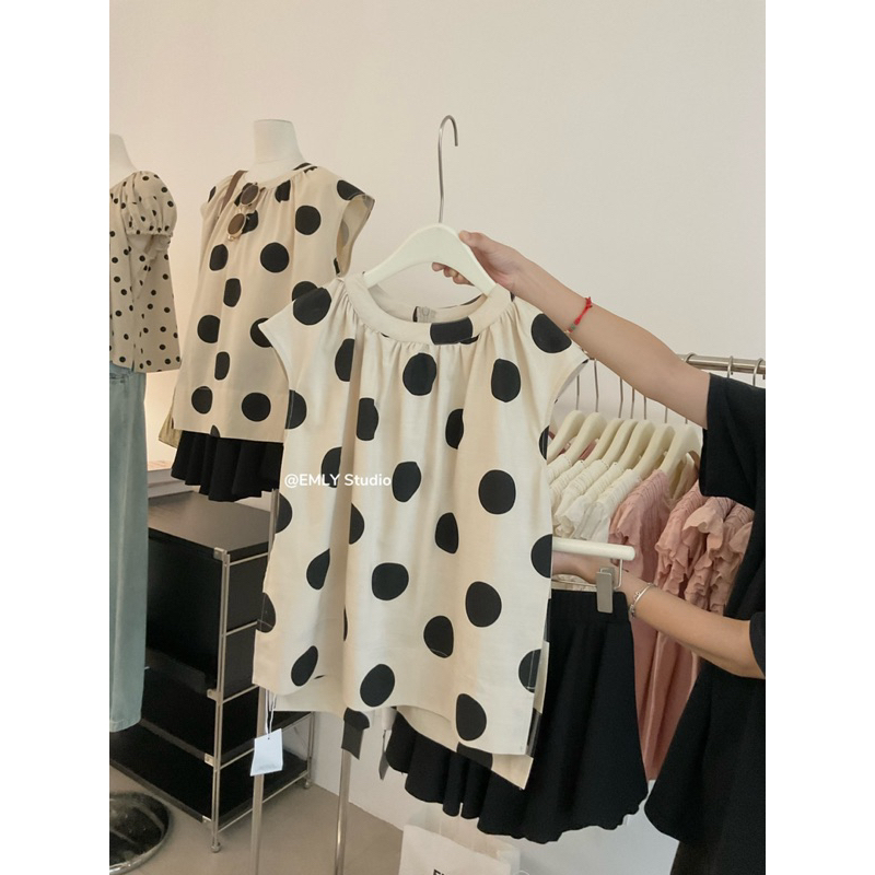 Áo Đũi Chấm Bi Kim Anh Bùi Hot Hit Hàng QC