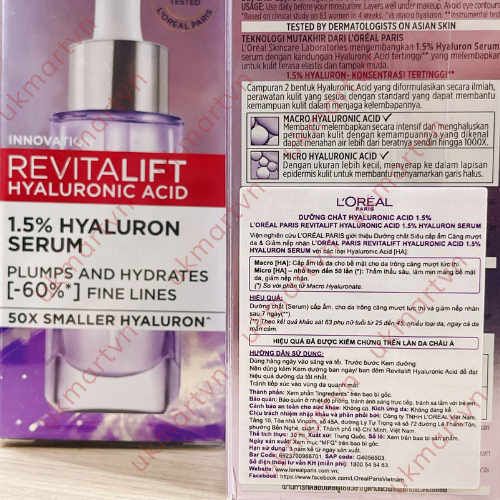 Serum siêu cấp ẩm & giảm nếp nhăn Revitalift Pure Hyaluronic Acid 1.5% 7,5ml - 30ml