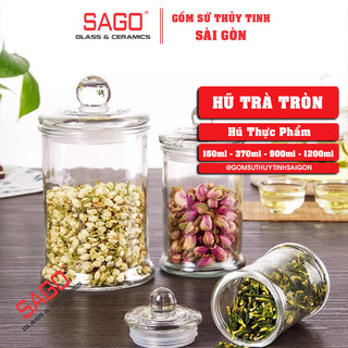 Hũ Thủy Tinh Tròn Trụ Nắp Thủy Tinh , Tùy Chọn Dung Tích